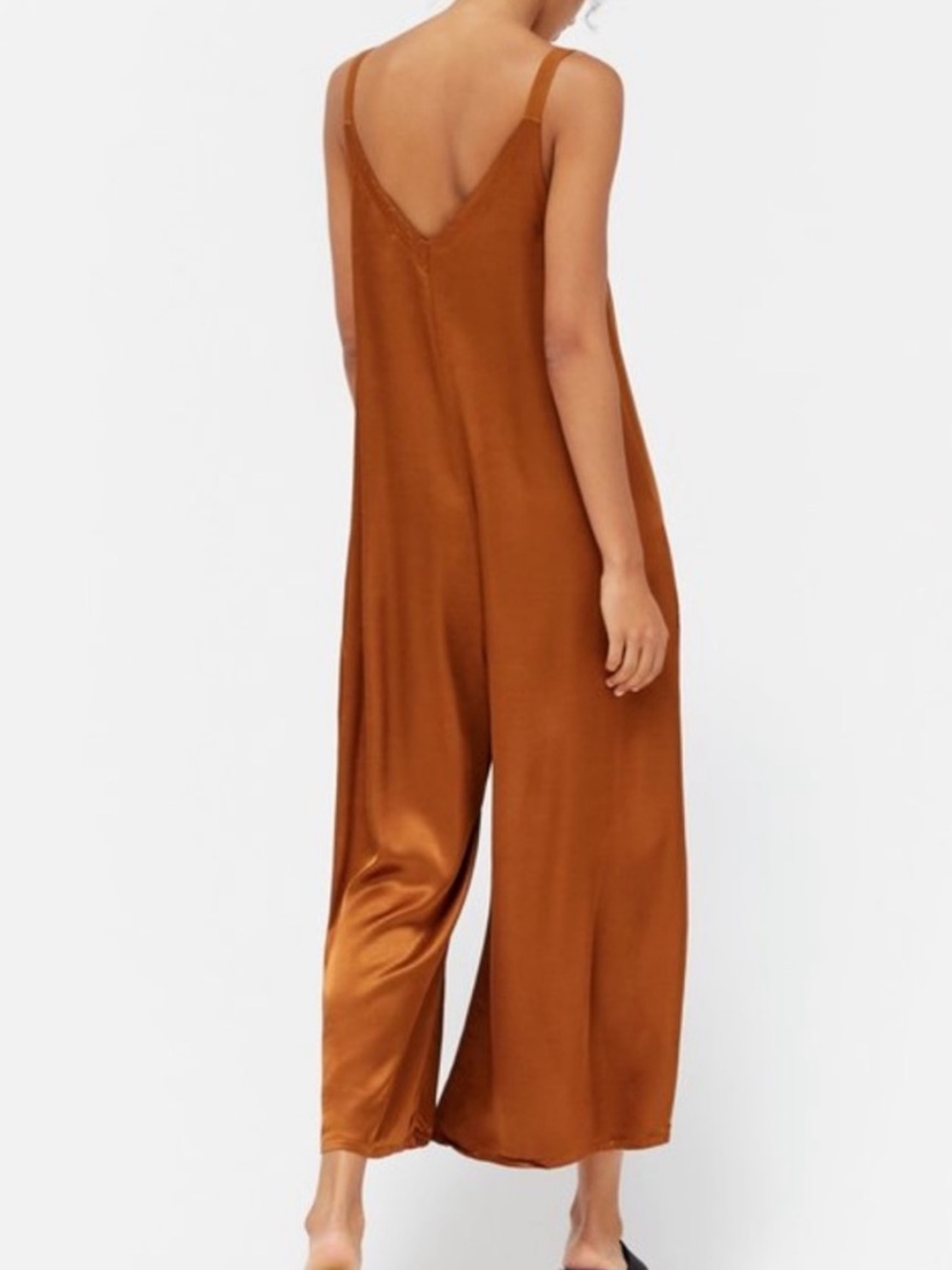 LACAUSA Santi Jumpsuit Romper Dusty Rose Satin Wide Leg Size XS - Picture 11 of 14